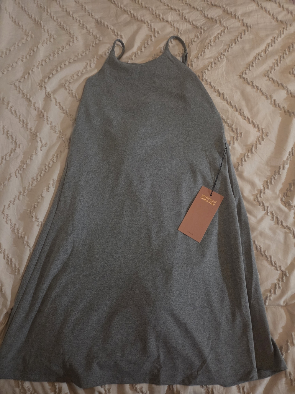 girlfriend collective gray sleeveless A-line dress